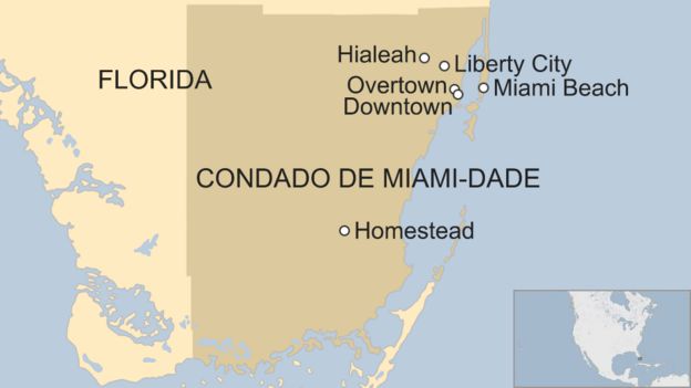 Mapa del condado de Miami Dade