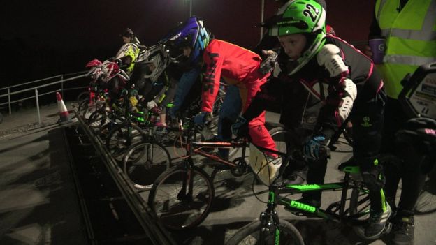 BMX riders at the Lisburn BMX club