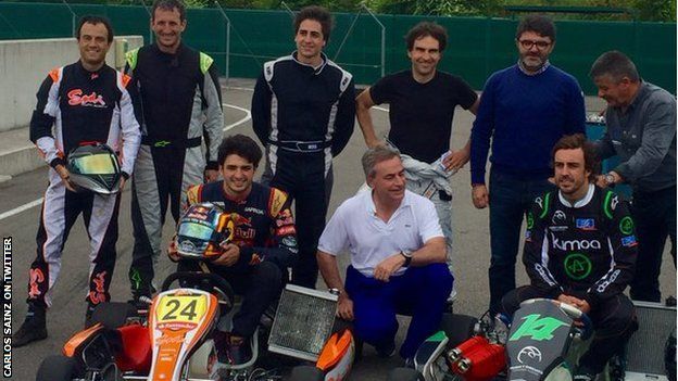 Carlos Sainz and fellow Spaniard Fernando Alonso enjoyed some karting at the Museo y Circuito