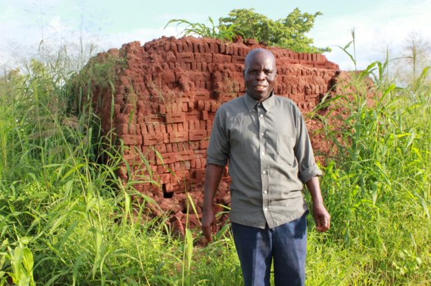 Byson and a pile of bricks