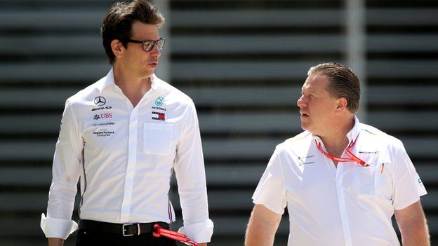 Mercedes GP Executive Director Toto Wolff and McLaren Chief Executive Officer Zak Brown t
