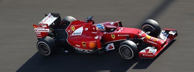 Fernando Alonso races in the 2014 Russian Grand Prix