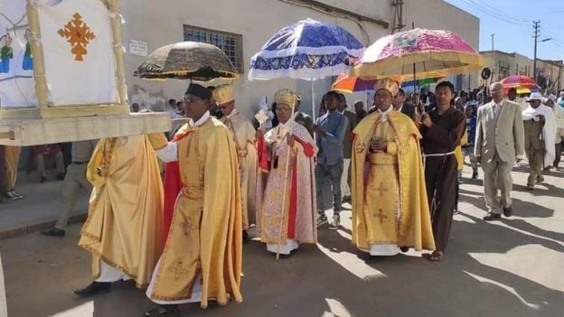 Clerics attending the 50th anniversary of the cathedral in Asmara, Eritrea