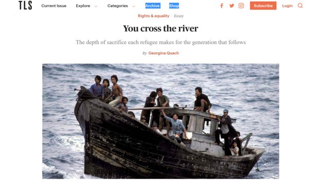Bài báo của Georgina Quach trên tạp chí văn chương TLS ở Anh nói về hành trình của người Việt tị nạn