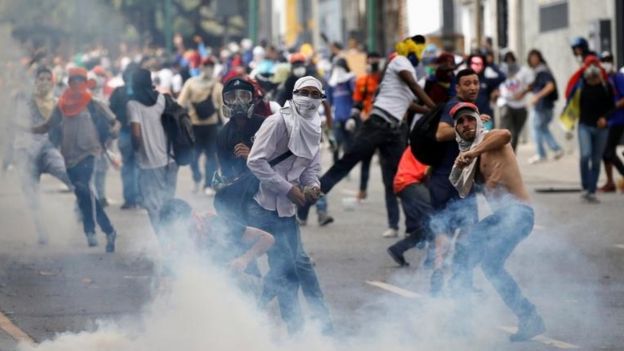 Manifestantes en Venezuela.