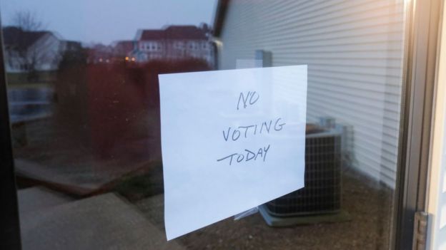 No voting sign for Ohio's presidential primary
