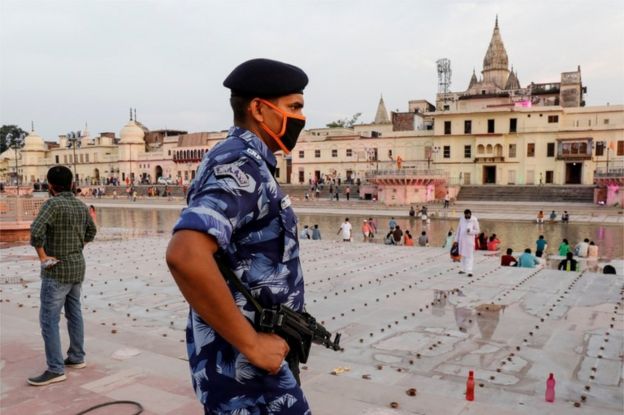 Policemen in Ayodhya
