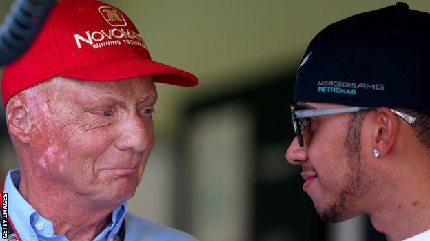 Niki Lauda and Lewis Hamilton