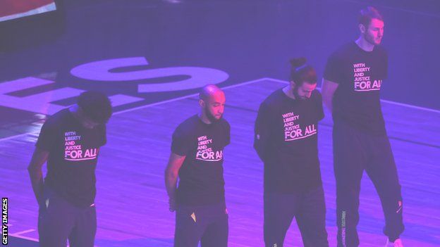 Minnesota Timberwolves wear shirts supporting social justice