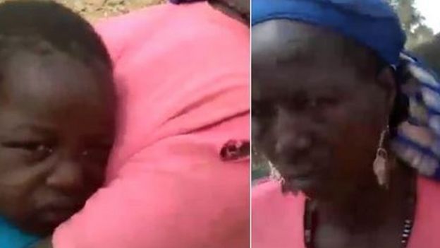 Imagen extraída del video viral de una mujer y su bebé