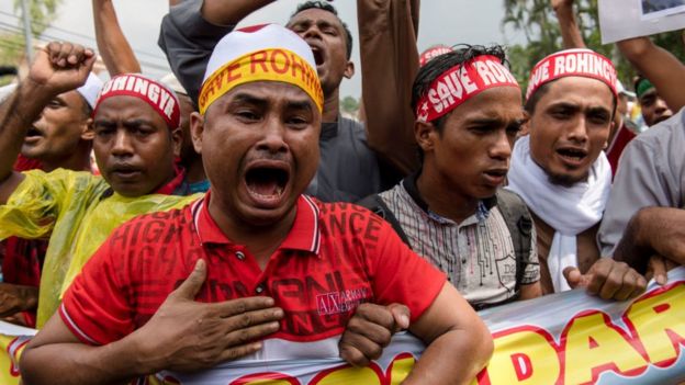 মিয়ানমারে রোহিঙ্গা নির্যাতনের বিরুদ্ধে মালয়েশিয়ায় রোহিঙ্গা শরণার্থীদের বিক্ষোভ