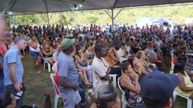 Reunião entre atingidos pela lama e representantes da Vale no Parque da Cachoeira, em Brumadinho, em 5 de fevereiro de 2019