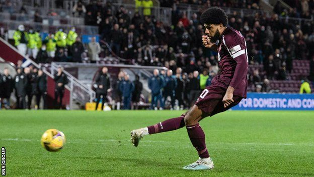 Hearts held their nerve with four well-struck penalty kicks in the shootout