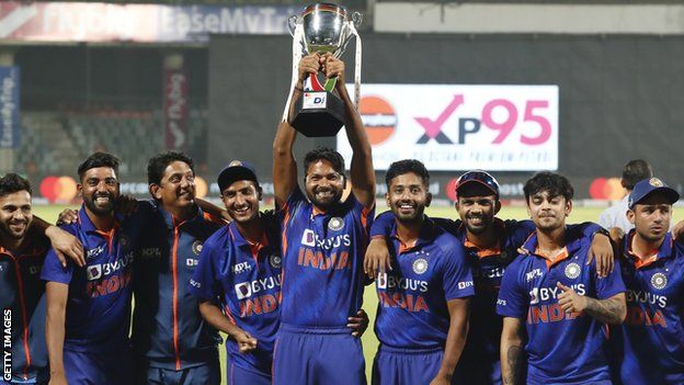 India with the one-day series trophy