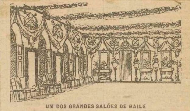 Desenho da sala de baile no Gazeta de Notícias