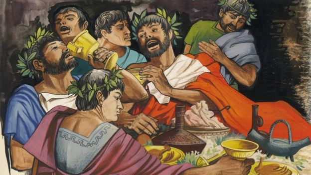 Ricos griegos en banquete