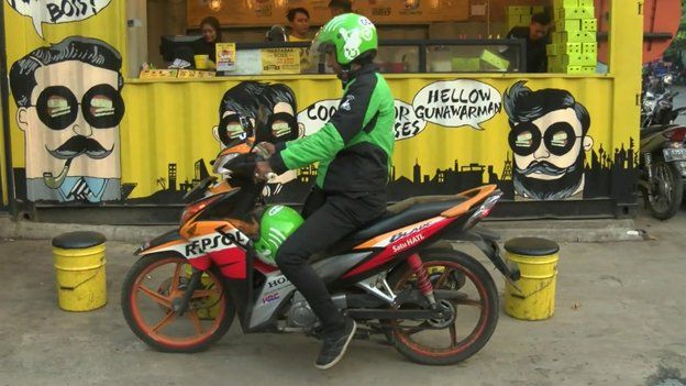 A Go-Jek motorcyclist