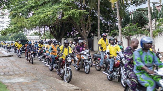 Motorbike taxi drivers in Cotonou - 19 April 2019
