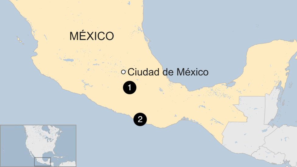 Mapa terremoto en México.