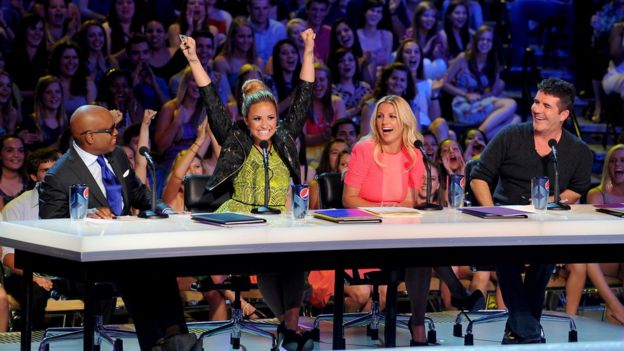 X Factor judges LA Reid, Demi Lovato, Britney Spears and Simon Cowell