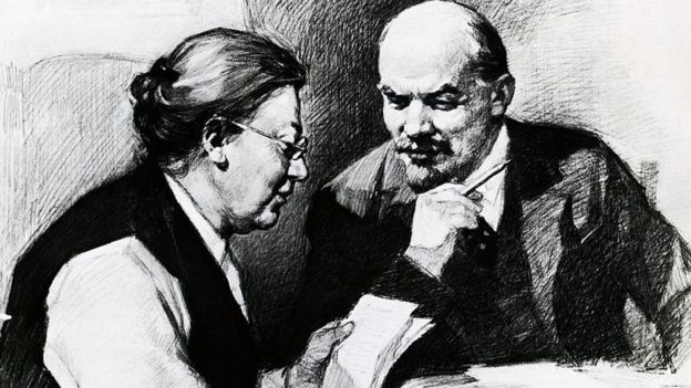 Lenin con su esposa, Nadya Krupskaya.