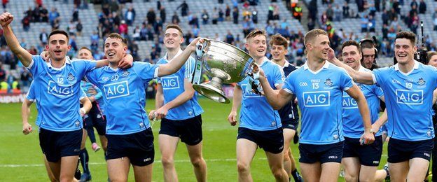 Dublin parade the Sam Maguire Cup in 2017 - something Mayo aim to be doing on Sunday