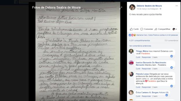 Carta-resposta de Débora à desembargadora