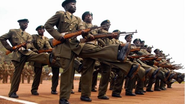 Ugandan soldiers training