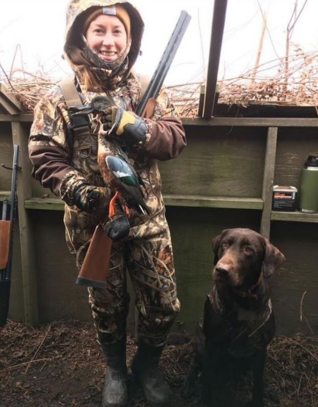 Samantha Pedder with a duck that she shot