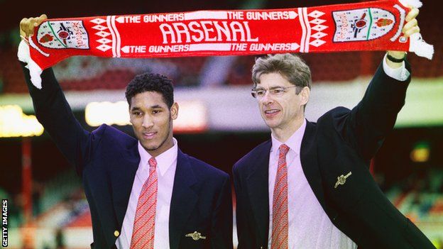 Nicolas Anelka and Arsene Wenger, after he signed for Arsenal, 1997