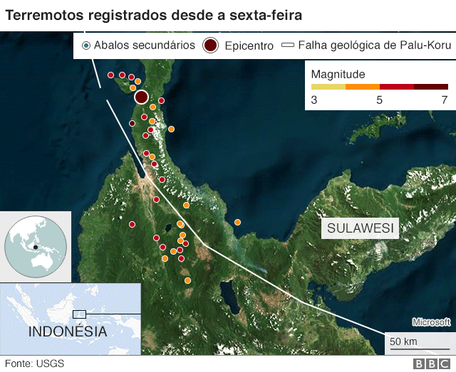 mapa dos tremores