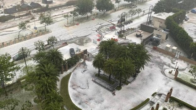 দিল্লির উপকণ্ঠে নয়ডা এলাকায় শিলাবৃষ্টি