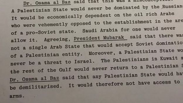 وثائق سرية بريطانية: مبارك قبل طلب أمريكا توطين فلسطينيين بمصر مقابل إطار لتسوية شاملة للصراع مع إسرائيل _98962118_21983