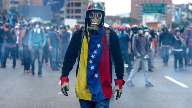 Protestas en las calles de Venezuela.