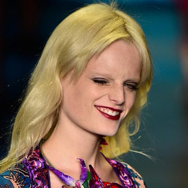 Model Hanne Gaby Odiele walks the runway wearing Anna Sui Spring 2015 during New York Fashion Week (16 September 2015)