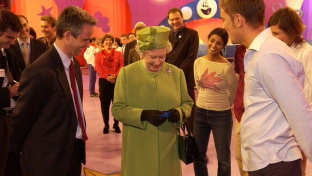 The Queen receives a gold Blue Peter badge