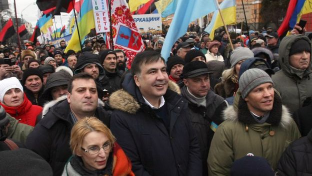 Міхеїл Саакашвілі на акції протесту у Києві