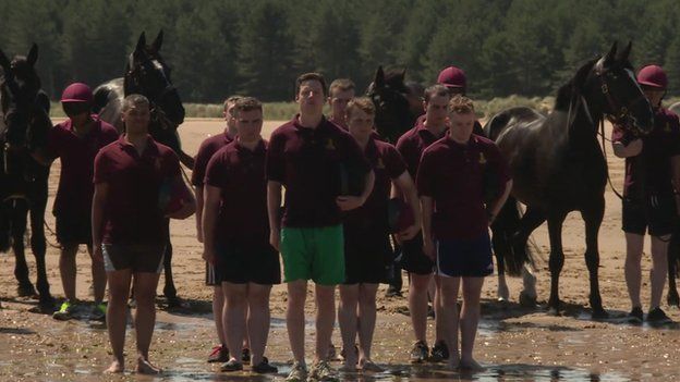The Household Cavalry regiment held a silence on Holkham beach in Norfolk