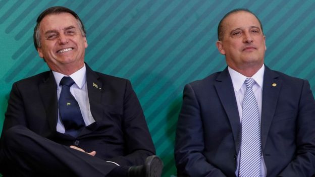 Jair Bolsonaro com Onyx Lorenzoni em janeiro de 2019