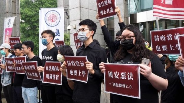 Người phản đối luật an ninh Hong Kong tại Đài Bắc, Đài Loan ngày 28/5