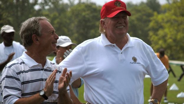 Michael Bloomberg and Donald Trump at a 2007 golf tournament in New York