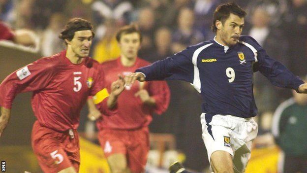 Steven Thompson was Scotland's goalscorer when they were held to a 1-1 draw in Moldova in 2004