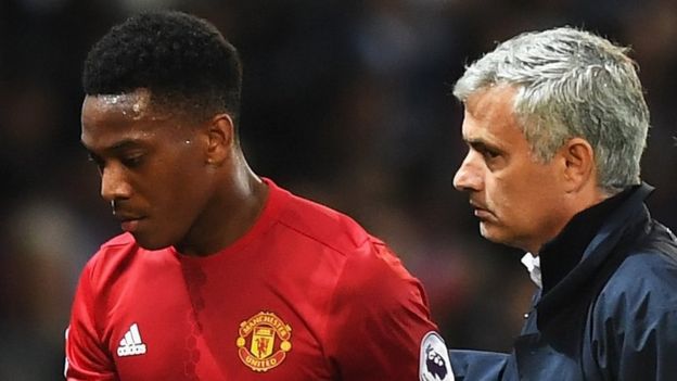 Anthony Martial and Jose Mourinho