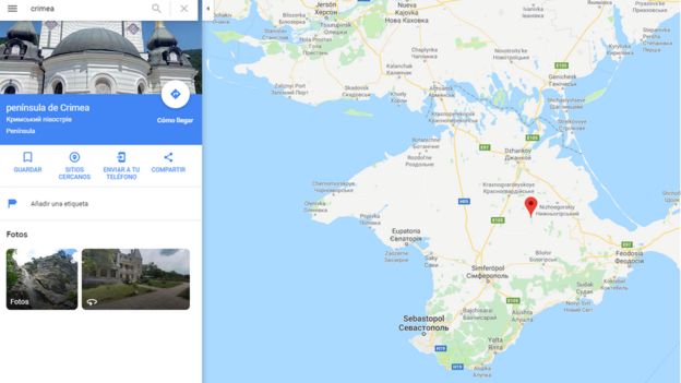 Crimea en Google Maps