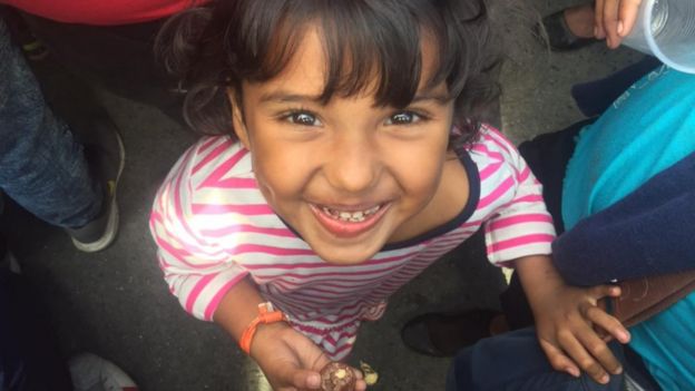 Una niña migrante en Tijuana.