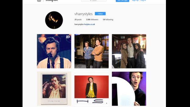 This fake Harry Styles Instagram account has now been shut down.