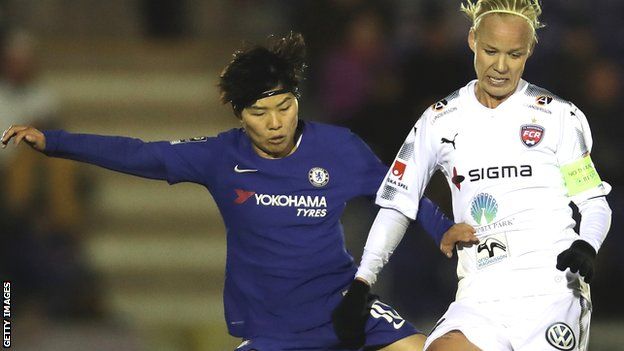 Chelsea's Ji So-Yun in action against Rosengard in the Women's Champions League
