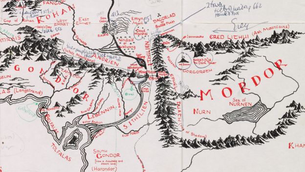 tolkien map of middle earth