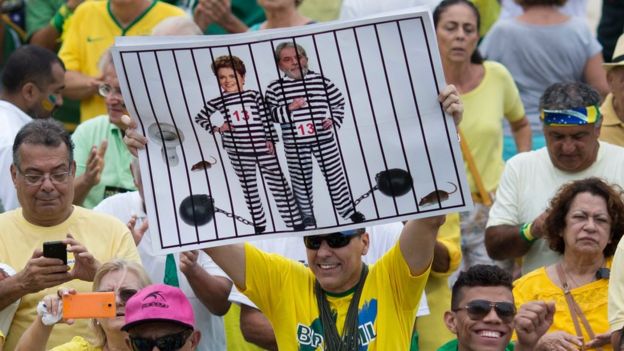 Protesta en contra de Lula y Dilma en Brasil