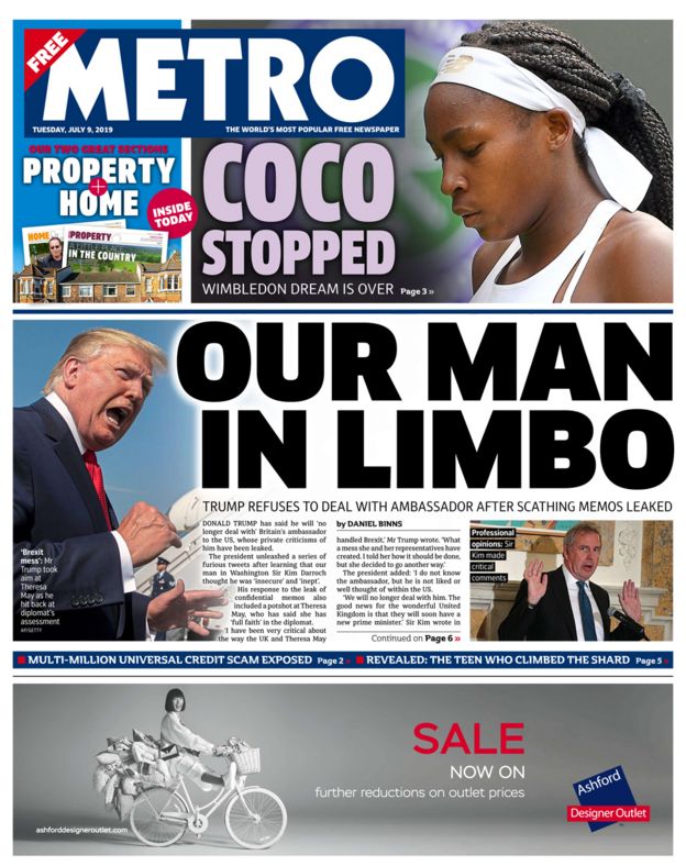 Metro front page
